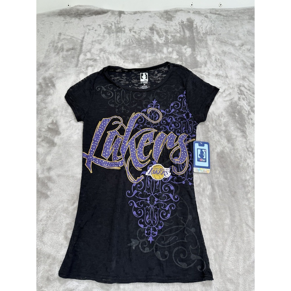 L.A. Lakers NBA 4 Her UNK T-Shirt Women's Size Medium Black Semi-Sheer New w/Tag